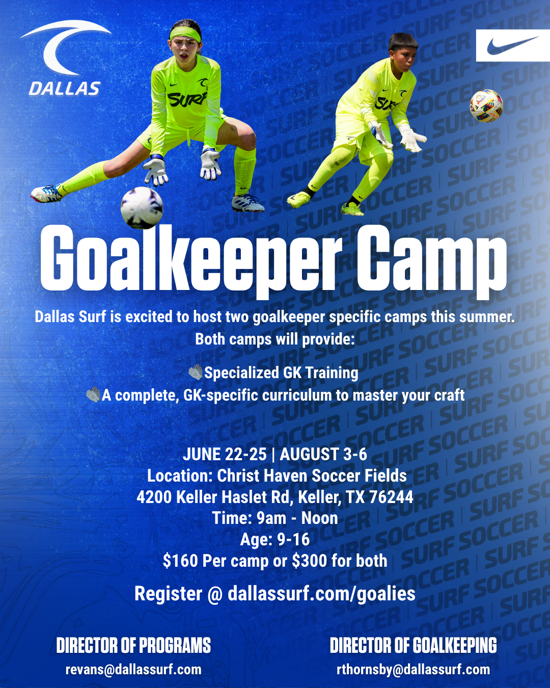 Dallas Surf GK camp DFW area
